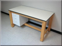 Wood Lab Table with Drawers