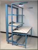 Side View Custom Ball Transfer Table with Flow Rack Cart