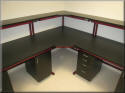 Corner Table Unit with Overhead Shelf & Recessed Front Legs