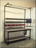 Fully Adjustable Workbench with Articulating Monitor Stand and Bin Rail - Model F-107P