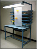 Workbench with Flow Rack Shelves and Articulating Tool Board - Model FR-104P