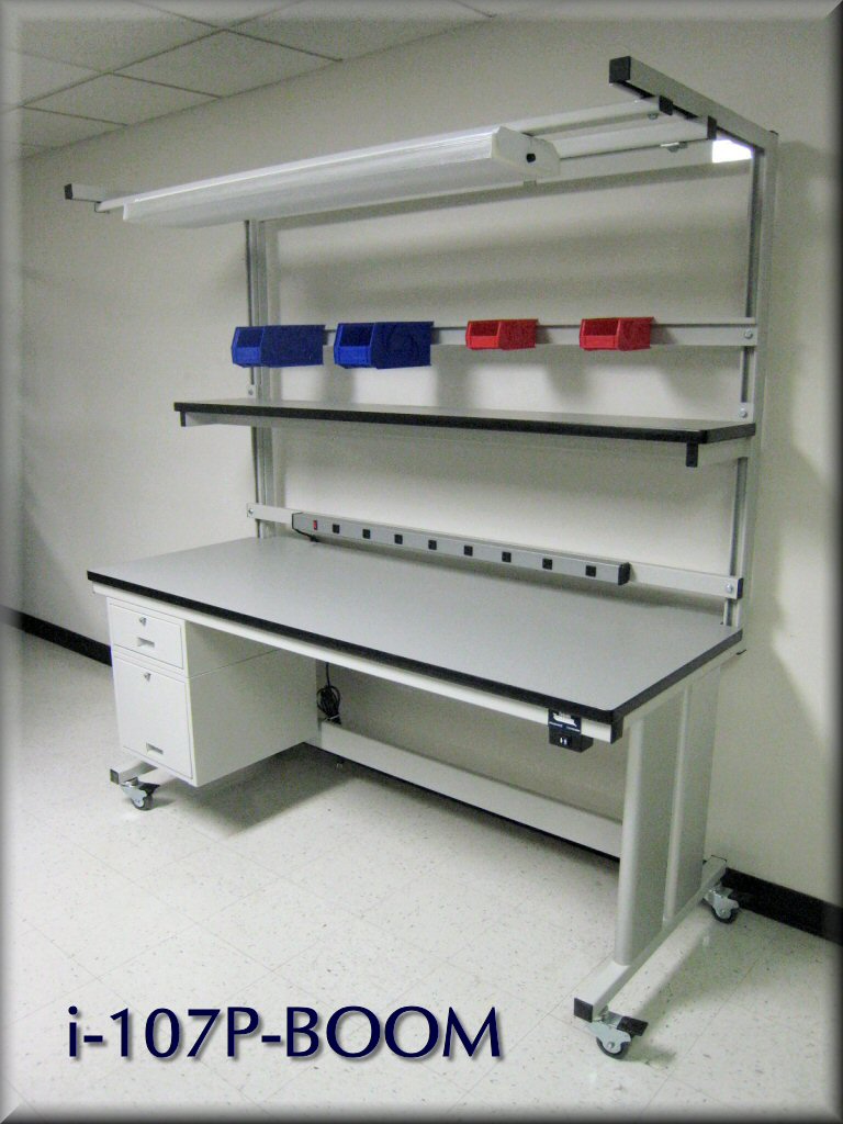 Adjustable Table with Overhead Accessory Boom