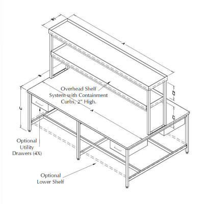 Lab Table with Double Upper Shelves