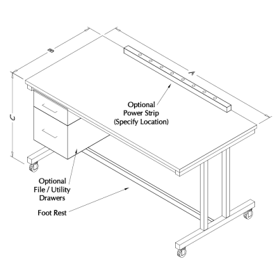 I-Frame Recessed Leg Table Workstation
