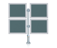 Quadruple Stacked Articulating 4 Monitor Arm - Thru-Hole Grommet Mount