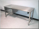Adjustable Height Stainless Steel Hydraulic Lift Table w/ Hand Crank & SS Drawers