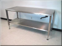 Adjustable Height Stainless Steel Table w/ Hand Crank & Casters
