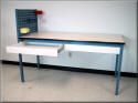 Flat Table with Weled metal Frame, Bin Panel and extra wide drawers - Steel Frame Table