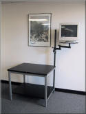 Flat Table with Weled metal Frame and articulating monitor arm - Steel Frame Table