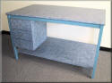 Flat Table with Weled metal Frame, Utility Drawers, and Full Lower Shelf - Steel Frame Table