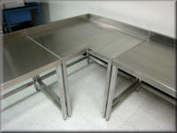 Stainless Steel L-Shaped Corner Table
