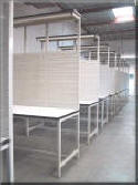 Tech Bench Table with Upper Shelf and Bin Panels