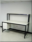 Tech Bench Table with Upper Shelf