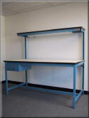 Tech Bench Table with Upper Shelf