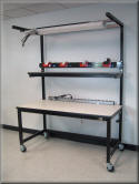 Fully Adjustable Workbench with Bin Rail and Power Strip - Model F-107P