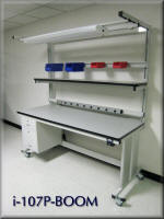 Adjustable Table with Overhead Accessory Boom