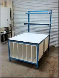 Deep Packing Table with Open Lower Cabinets