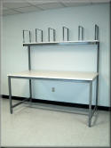 Packaging Table with Overhead Box Dividers
