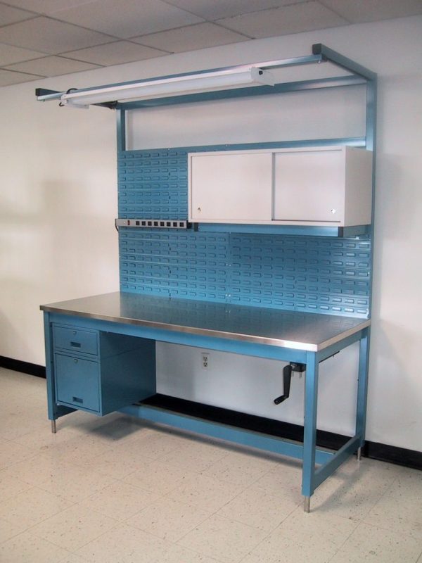 Table Model <span style="color: #800000;"><strong>F-103P-CAB</strong></span> - Tech Style Workbench with Upper Storage Cabinet - Image 2