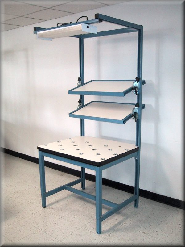 Table Model <span style="color: #800000;"><strong>F-103P-TECH</strong></span> - Tech Style Workbench w/ Adjustable Upper Shelf - Image 3
