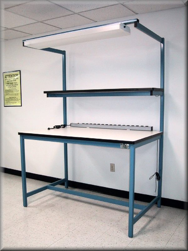 Table Model <span style="color: #800000;"><strong>F-103P-TECH</strong></span> - Tech Style Workbench w/ Adjustable Upper Shelf - Image 2