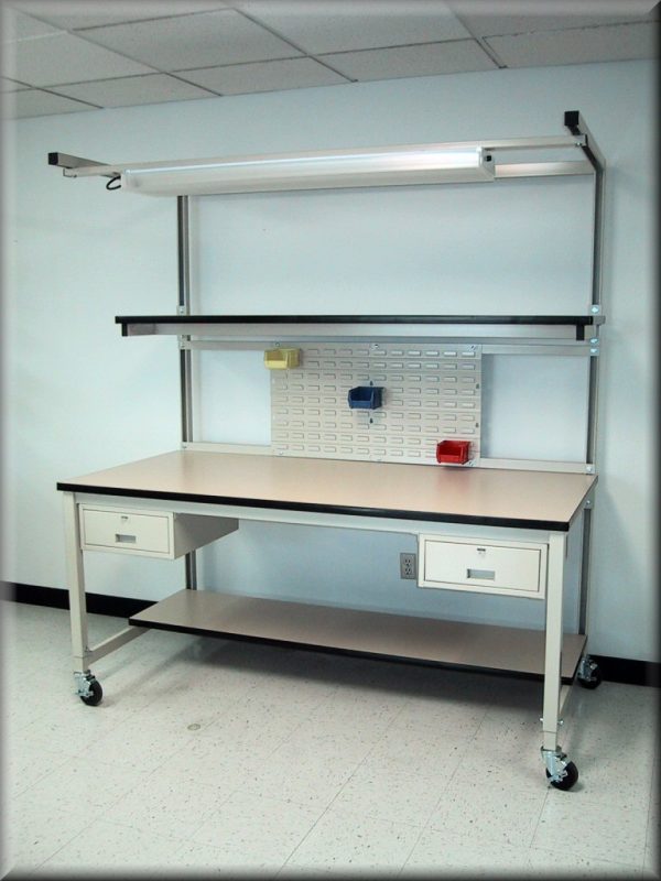 Table Model <span style="color: #800000;"><strong>F-103P-TECH</strong></span> - Tech Style Workbench w/ Adjustable Upper Shelf - Image 5