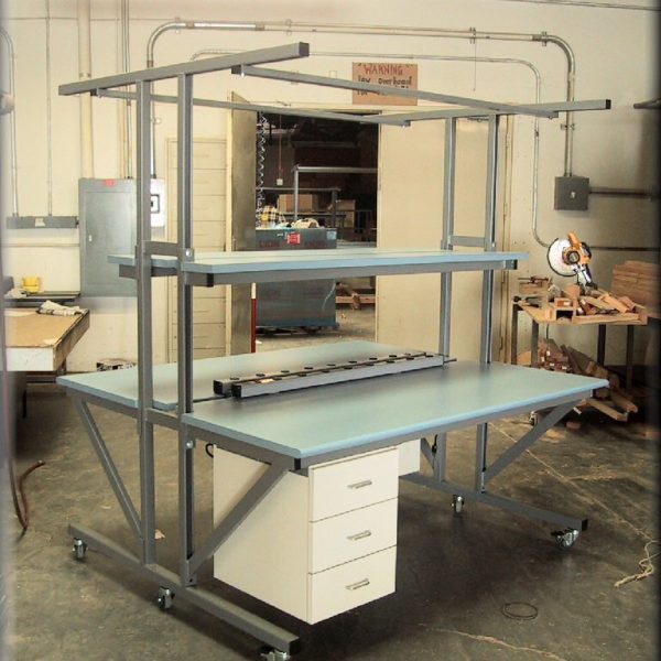 Double-Sided Workbench T-101P-CSTR-GREY-BLUETOP-01