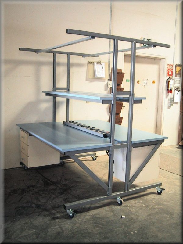 Double-Sided Workbench T-101P-CSTR-GREY-BLUETOP-01
