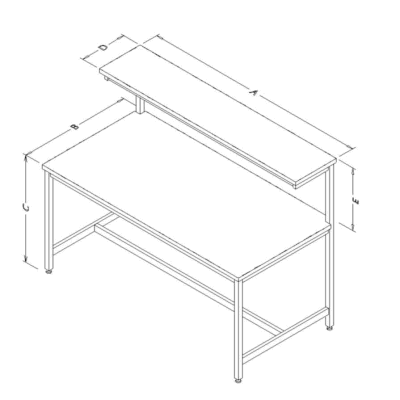 Table Model F-103P – Tech Style Workbench with Upper Shelf
