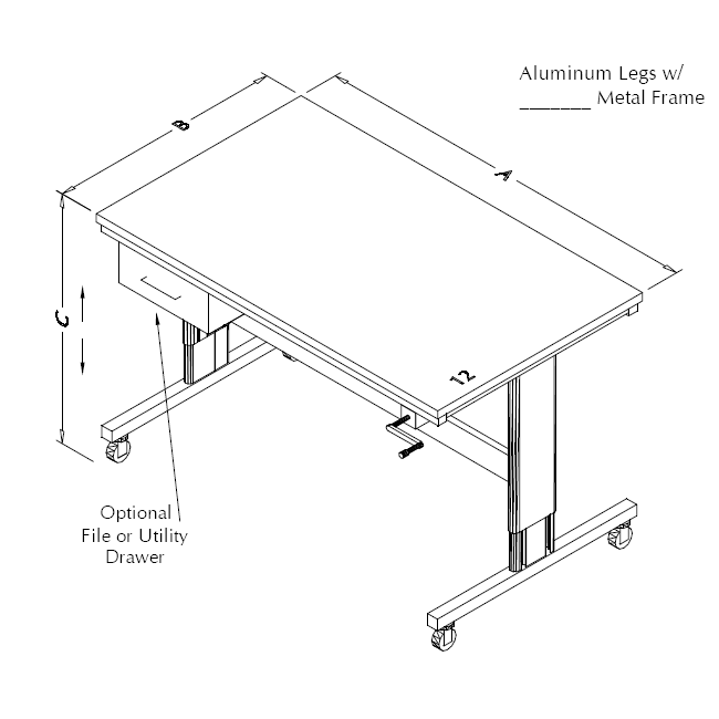 Table Model i-107P – i-Frame Ergonomic Adjustable Height Flat Top Table