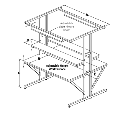 Table Model T-101P – Double-Sided Workbench with Adjustable Tops & Upper Shelves