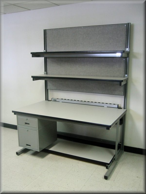 Table Model <span style="color: #800000;"><strong>LS-106P</strong></span> - C-Frame Recessed Legs with Double Adjustable Upper Shelves - Image 4