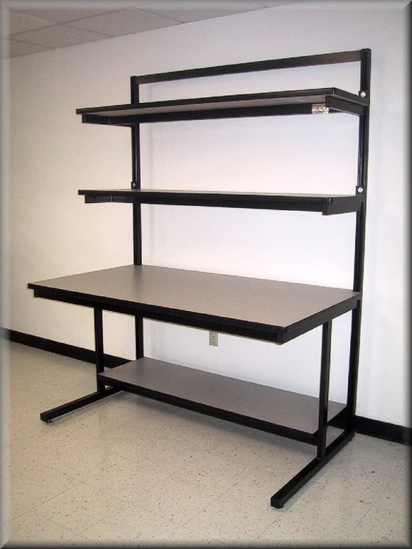Table Model <span style="color: #800000;"><strong>LS-106P</strong></span> - C-Frame Recessed Legs with Double Adjustable Upper Shelves - Image 2