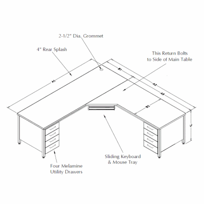 Table Model LA-109P – L-Shaped Workbench – Flat Top