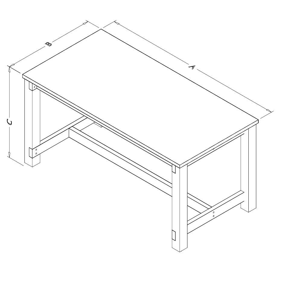 Table Model A-109P-WD – Flat Top Wood Frame Workbench