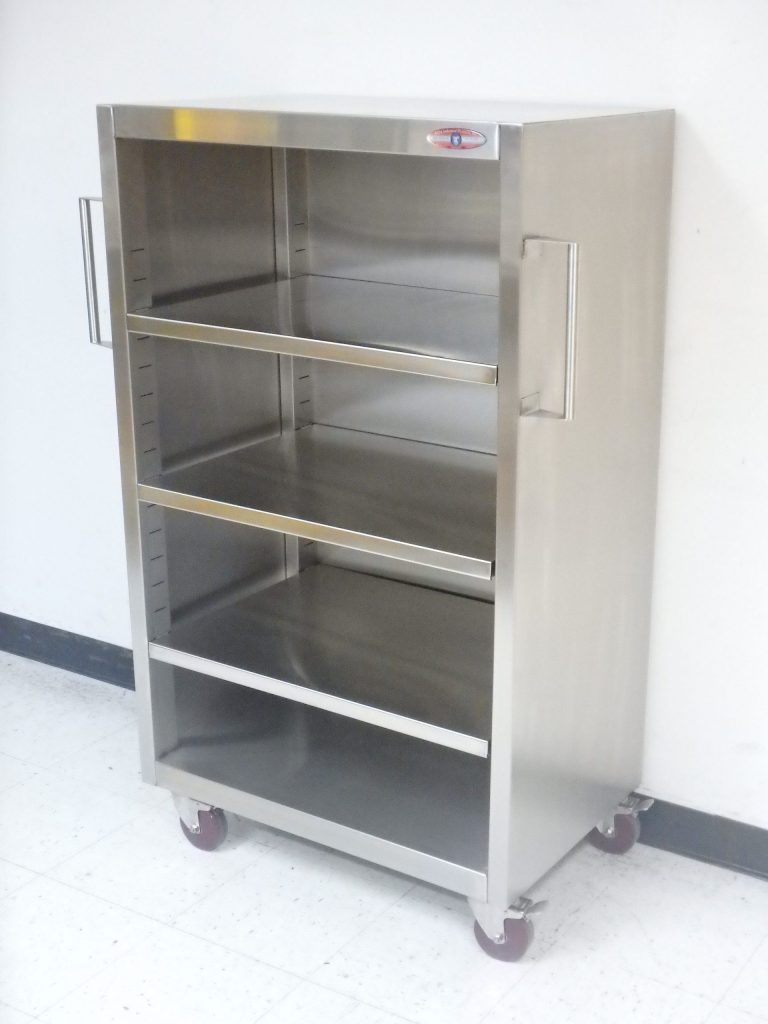 Tall Stainless Steel Cabinet with Open Shelving
