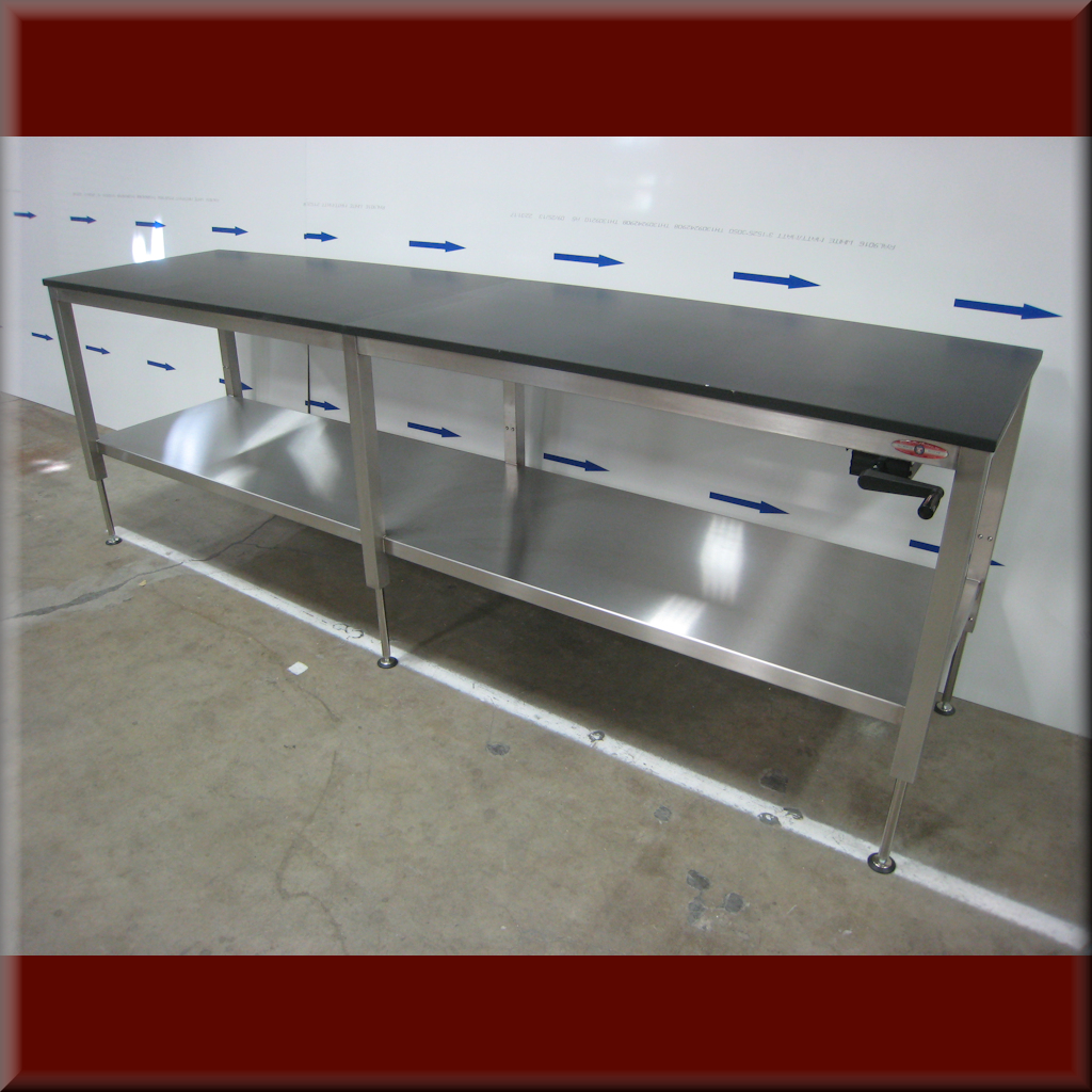 Table Model A-107P-SS-CLG –  Stainless Steel  Workbench w/ Center Legs & Hydraulic Lift